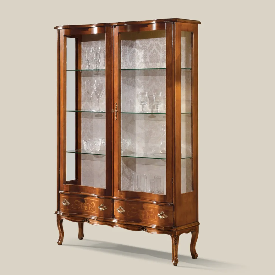 Vetrina Stile Classico Legno con Ante e Cassetti Made in Italy - Versaille Viadurini