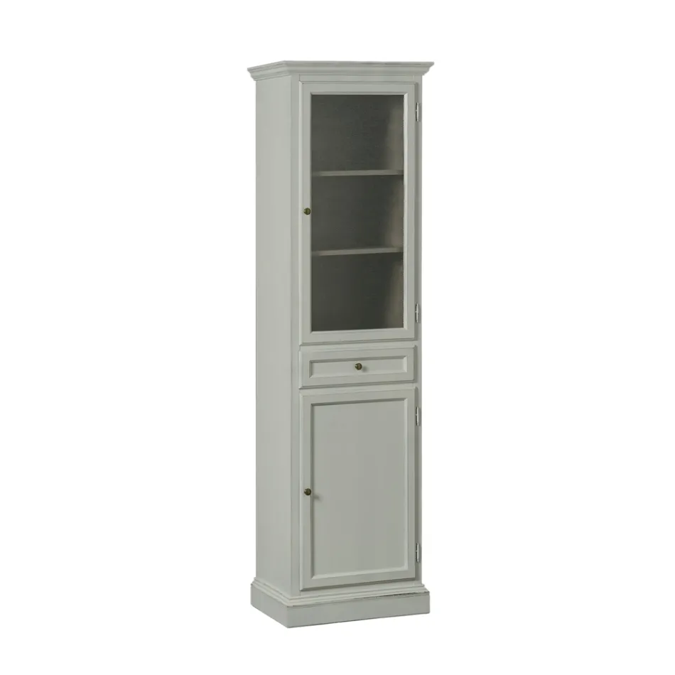 Vetrinetta con 1 Anta in Vetro, 1 Cassetto e 1 Anta in Legno Made in Italy - Camene Viadurini
