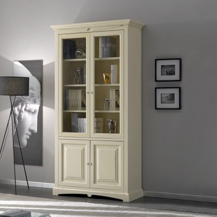 Vetrinetta con 2 Ante in Legno e 2 Ante con Vetro Made in Italy - Fenrir Viadurini