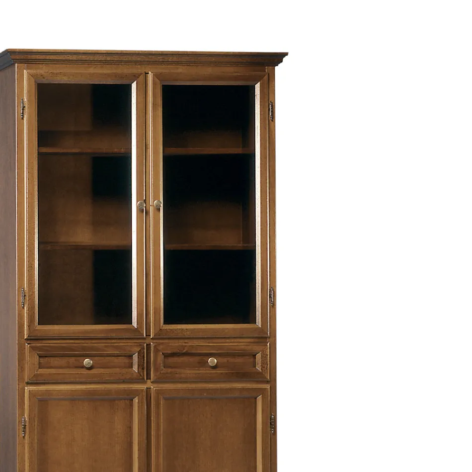 Vetrinetta con 2 Cassetti, 2 Ante in Legno e 2 Ante in Vetro Made in Italy - Camene Viadurini