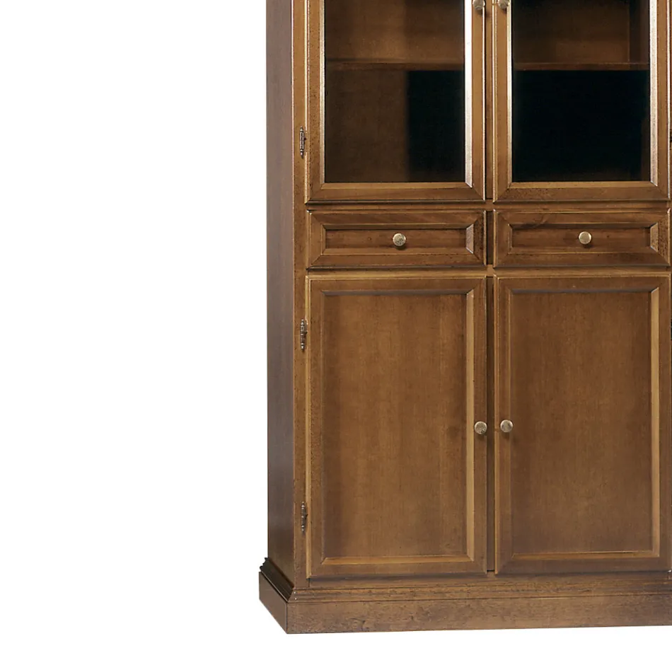 Vetrinetta con 2 Cassetti, 2 Ante in Legno e 2 Ante in Vetro Made in Italy - Camene Viadurini