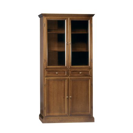 Vetrinetta con 2 Cassetti, 2 Ante in Legno e 2 Ante in Vetro Made in Italy - Camene Viadurini