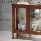 Vetrinetta con Ripiani in Vetro e Schienale Tappezzato Made in Italy - Assur Viadurini
