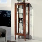 Vetrinetta con Ripiani in Vetro e Schienale Tappezzato Made in Italy - Assur Viadurini