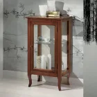 Vetrinetta con Ripiani in Vetro e Schienale Tappezzato Made in Italy - Assur Viadurini