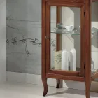 Vetrinetta con Ripiani in Vetro e Schienale Tappezzato Made in Italy - Assur Viadurini