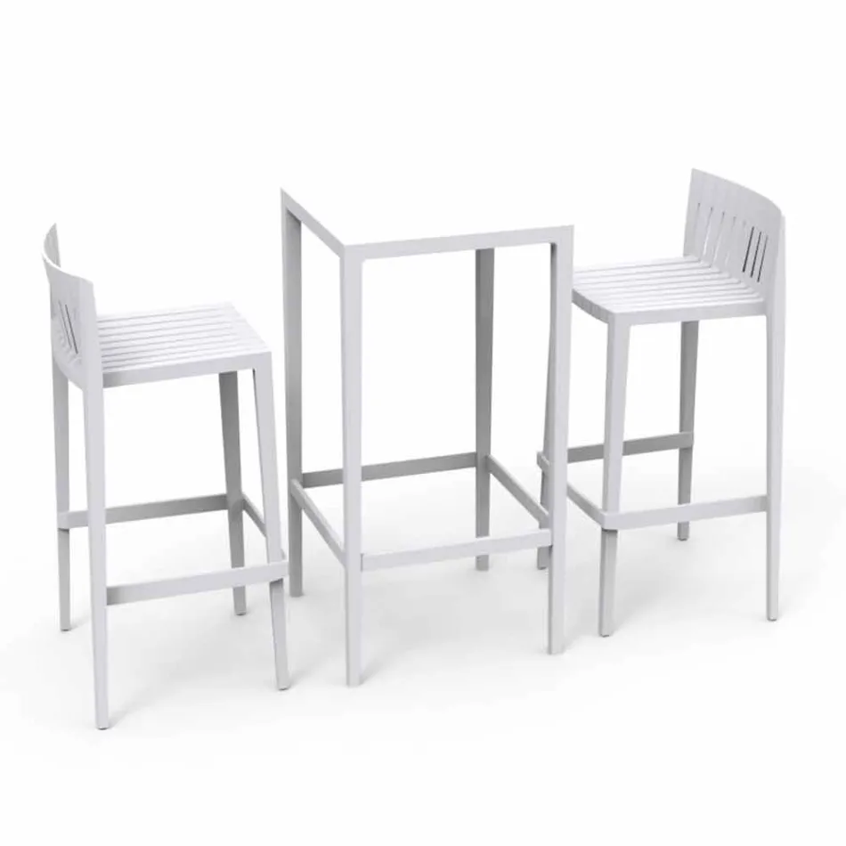Vondom Spritz Set da giardino tavolo e due sgabelli bianco di design Viadurini