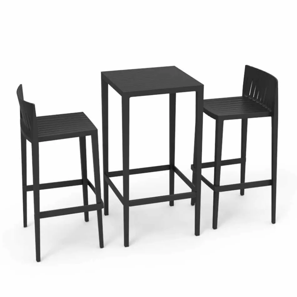Vondom Spritz Set da giardino tavolo e due sgabelli di design nero Viadurini